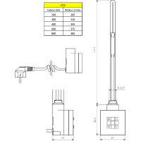 Sapho KTX vykurovacia tyč s termostatom, 800 W, chróm KTX-C-800
