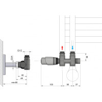 Bruckner WICHER COMBI pripojovacia sada termostatická pre stredové pripojenie 50mm, čierna mat 600.331.6