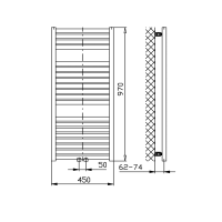 Aqualine TONDI vykurovacie teleso rovné 450x970 mm, stredové pripojenie, biela DT450T