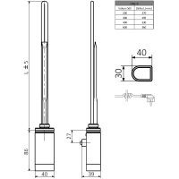 Sapho ONE D vykurovacia tyč s termostatom, 400 W, ľavá, chróm ONE-DL-C-400