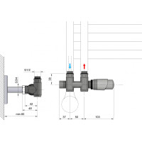 Bruckner WICHER COMBI pripojovacia sada termostatická pre stredové pripojenie 50mm, čierna mat 600.331.6