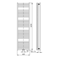 Aqualine TONDI vykurovacie teleso rovné 600x1690 mm, stredové pripojenie, čierna mat DT496T