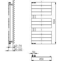 Aqualine MILI vykurovacie teleso 450x934mm, čierna mat DC606T