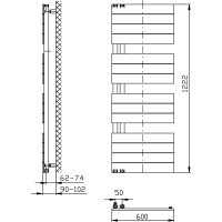 Aqualine MILI vykurovacie teleso 600x1222 mm, biela DC620T