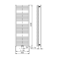 Aqualine TONDI vykurovacie teleso rovné 450x1330 mm, stredové pripojenie, čierna mat DT476T