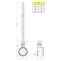 Sapho MOA vykurovacia tyč s termostatom, 800 W, chróm MOA-C-800