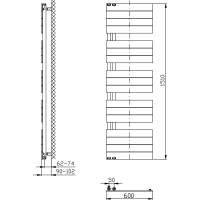 Aqualine MILI vykurovacie teleso 600x1510mm, čierna mat DC646T