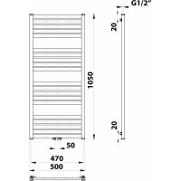 Bruckner GRUNT vykurovacie teleso rovné 500x1050 mm, stredové pripojenie, čierna mat 600.121.6
