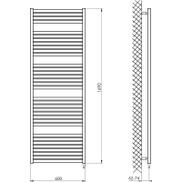 Aqualine TONDI-E elektrické vykurovacie teleso rovné 600x1690 mm, 800 W, čierna mat DE496T