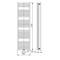 Aqualine TONDI vykurovacie teleso rovné 450x1690 mm, stredové pripojenie, čierna mat DT446T