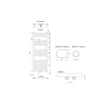 Aqualine ALYA vykurovacie teleso rovné 400x1188mm, stredové pripojenie, chróm LLS308