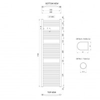 Aqualine ALYA vykurovacie teleso oblé 600x1703mm, chróm LLC205