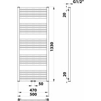 Bruckner GRUNT vykurovacie teleso rovné 500x1330 mm, stredové pripojenie, čierna mat 600.122.6