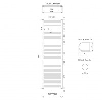 Aqualine ALYA vykurovacie teleso rovné 600x1703mm, chróm LLR106