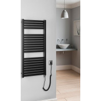 Aqualine TONDI-E elektrické vykurovacie teleso rovné 450x970 mm, 300 W, čierna mat DE456T