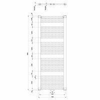 Aqualine DIRECT vykurovacie teleso so stredovým pripojením, 600x1680 mm, biela ELM66T