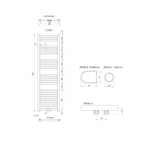 Aqualine ALYA vykurovacie teleso rovné 600x1600mm, stredové pripojenie, chróm LLS305