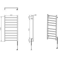 Sapho ESKINADO elektrický sušiak uterákov, hranatý, 620x1160 mm, 120 W, nerez lesk ER430V