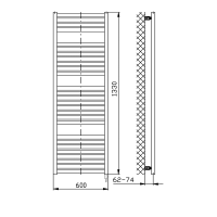 Aqualine TONDI-E elektrické vykurovacie teleso rovné 600x1330 mm, 600 W, biela DE480T