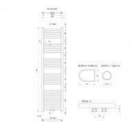Aqualine ALYA vykurovacie teleso rovné 600x1785mm, stredové pripojenie, chróm LLS306