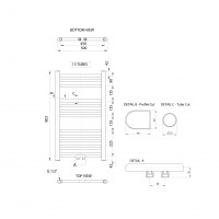 Aqualine ALYA vykurovacie teleso rovné 500x803mm, stredové pripojenie, chróm LLS301