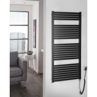 Aqualine TONDI-E elektrické vykurovacie teleso rovné 600x1330 mm, 600 W, čierna mat DE486T