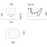 GSI KUBE X bidet závesný 36x50cm, čierna mat 9464126