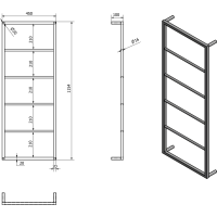 Sapho SKA nástenný sušiak uterákov 450x1150x100mm, biela mat SKA511