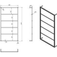 Sapho SKA nástenný sušiak uterákov 600x1150x100mm, biela mat SKA512