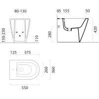 GSI KUBE X bidet stojaci, 36x55cm, čierna mat 9462126