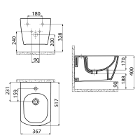 CREAVIT GLANC bidet závesný, 37x51,5 cm, biela GC510