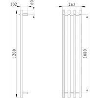 Sapho PAPINADO elektrický sušiak uterákov 263x1200mm, 85W, chróm ER750