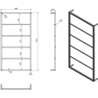 Sapho SKA nástenný sušiak uterákov 600x1150x100mm, čierna mat SKA502