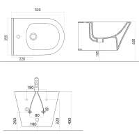 Sapho AVVA bidet závesný 35, 5x53 cm, čierna mat 100324-110