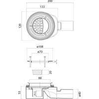 GSI Vaničkový sifón, priemer otvoru 90mm, DN40, nízky, krytka čierna mat PILDSR226