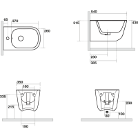 Kerasan TRIBECA bidet závesný 35x54cm, čierna mat 512531