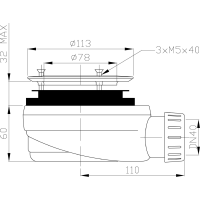 Gelco GELCO vaničkový sifón, priemer otvoru 90mm, DN40, nízky, pre vaničky s krytom PB90EXN MINUS