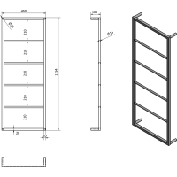 Sapho SKA nástenný sušiak uterákov 450x1150x100mm, čierna mat SKA501