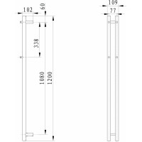 Sapho PAPINADO elektrický sušiak uterákov 109x1200mm, 40W, čierna mat ER340