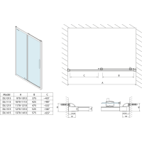 Polysan LUCIS LINE sprchové dvere 1400mm, číre sklo DL1415