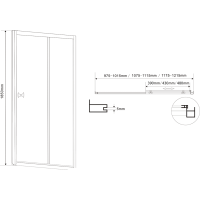 Aqualine AMADEO posuvné sprchové dvere 1200 mm, sklo Brick BTS120