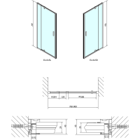 Polysan EASY LINE sprchové dvere otočné 760-900mm, číre sklo EL1615