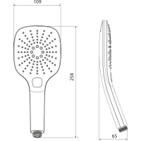 Sapho Ručná masážna sprcha s tlačidlom, 3 režimy sprchovania, 109x109mm, ABS/čierna mat 1204-52B
