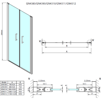 Gelco LORO sprchové dvere dvojkrídlové 1100mm, číre sklo GN4311