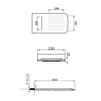 Sapho Nástenná hlavová sprcha s kaskádou 600x320mm, chróm DC456