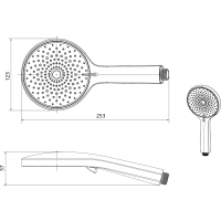 Sapho Ručná masážna sprcha, 4 režimy sprchovania, priemer 123mm, čierna mat 1204-10B