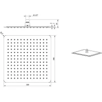 Sapho SLIM hlavová sprcha, 300x300mm, čierna mat SL101