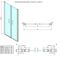 Gelco LORO sprchové dvere dvojkrídlové 800mm, číre sklo GN4380