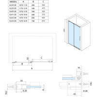 Polysan ALTIS LINE BLACK posuvné dvere 1170-1210mm, výška 2000mm, číre sklo AL3012B