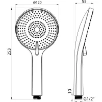 Sapho Ručná masážna sprcha, 3 režimy sprchovania, priemer 120 mm, ABS/chróm SK879